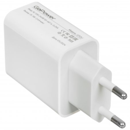 Сетевое зарядное устройство GoPower GP2U 2USB 2.4A 12W белый (1/108)