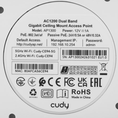 Точка доступа Cudy AP1300 AC1200 Wi-Fi белый