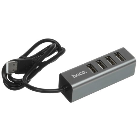 Переходник разветвитель Hoco HB1 USB - 4USB (USB 2.0 - 480 Мбит/с), 0.8 м, серый