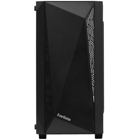 Компьютерный корпус Minitower ExeGate EX294384RUS Mistery R2 (mATX, без БП, 2*USB+1*USB 3.0, аудио, черный, 1 вент. 12см с RGb подсветкой и полоса на передней панели, боковая панель - закаленное стекло)