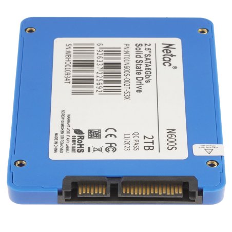 Накопитель SSD Netac N600S, 2Tb, SATA III, 2.5", R/W 560/520