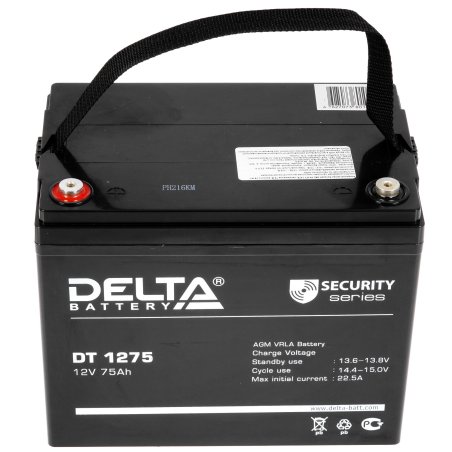 Аккумуляторная батарея Delta DT 1275 напряжение 12В, емкость 75А·ч (259х169х213мм)