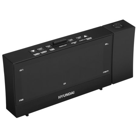 Радиобудильник Hyundai H-RCL243 черный LCD проек.изоб. подсв:зеленая часы:цифровые FM
