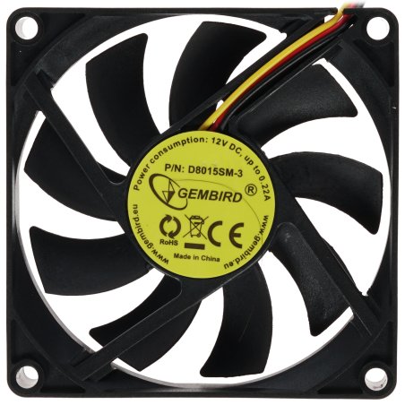 Вентилятор для корпуса Gembird D8015SM-3 черный, 80 мм, 2600 об/мин, 27 дБ, 3 pin