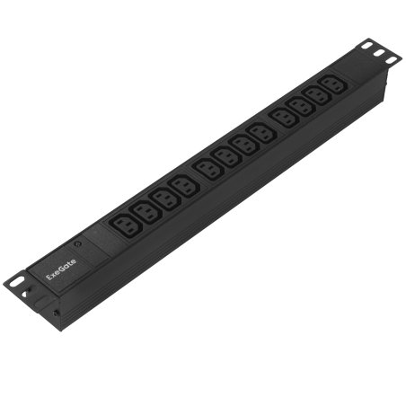 Блок розеток горизонтальный ExeGate ServerPro PDU-19H007 Al-12C13-C20, 19", 1U, Алюминий, 12 IEC 320 C13, С20, черный