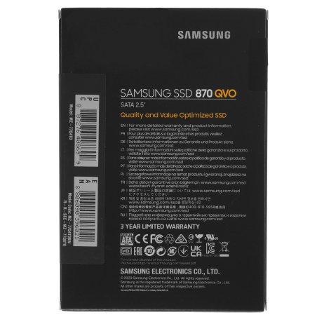 Накопитель SSD Samsung 4Tb 870 QVO, V-NAND, 2.5", SATA III, [R/W - 530/560 Mb/s]