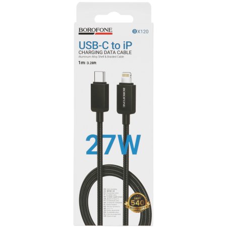 Кабель BOROFONE (6941991115530) BX113i 3m USB 2.4A для Lightning - 3м, черный