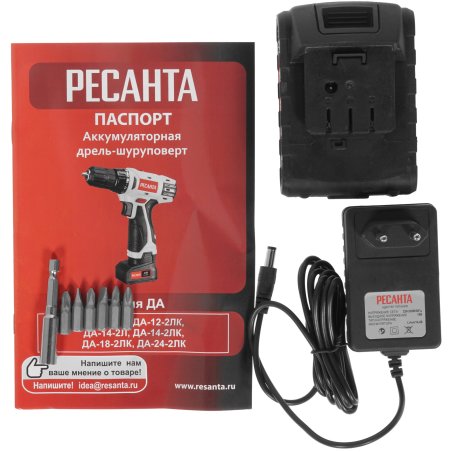 Дрель-шуруповерт аккумуляторная Ресанта ДА-14-2ЛК 75/14/4, Аккумуляторная, 14,4В, 2 АКБ, Кейс