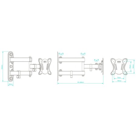 Кронштейн ONKRON R4 для телевизора 10"-32" наклонно-поворотный, черный