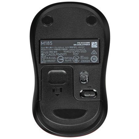 Мышь беспроводная Logitech M185 серый/черный, 1000 dpi, радиоканал, USB, кнопки - 3