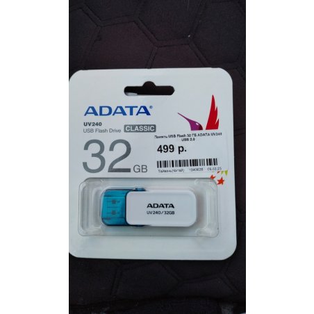 Флешка USB ADATA UV240 (AUV240-32G-RWH), 32Gb, USB 2.0, R/W 15/5, белый/синий