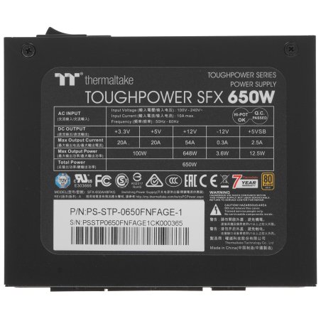 Блок питания Thermaltake Toughpower SFX (PS-STP-0650FNFAGE-1), 650Вт, 80 PLUS Gold, 90мм, модульный, черный
