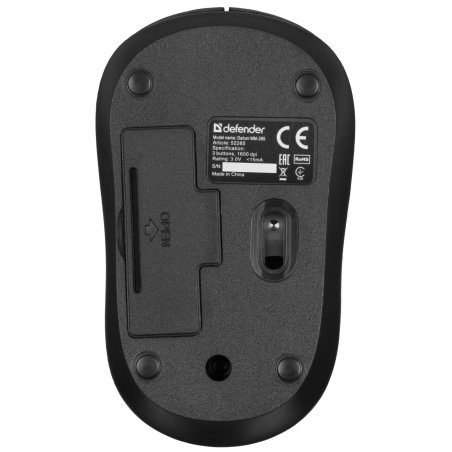Мышь беспроводная Defender Datum MM-285 черный, 1600 dpi, радиоканал, USB, кнопки - 3