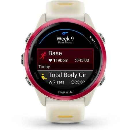 Смарт-часы Garmin Forerunner 570 слоновая кость, малиновый безель, ремешок манго 42мм