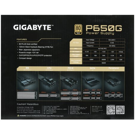 Блок питания GIGABYTE GP-P650G PG5 ATX 650W