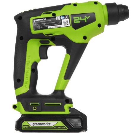 Перфоратор аккумуляторный бесщеточный GreenWorks GD24SDS1K2, 1,2 ДЖ, 24V, c АКБ 2А·ч и ЗУ, в сумке (3803107UA)