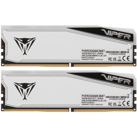 Оперативная память Patriot Viper Elite 5 TUF Gaming, DDR5, 32Gb (2x16 GB), 6000 MHz, CL36, DIMM, радиатор, RGB, белый