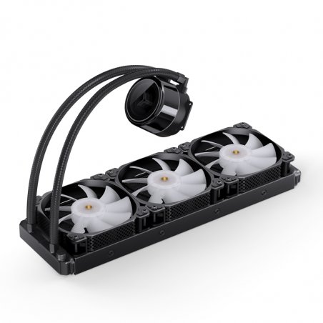 Система жидкостного охлаждения Jonsbo TG-420 ARGB Black, 420 мм, 3x140 мм, 800-1800 об/мин, 20.3-36.2 дБ, 4-pin PWM, 300 Вт, ARGB, черный