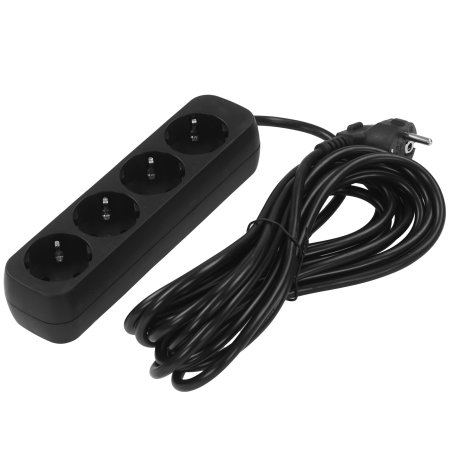 Удлинитель Defender M450 черный, 5 м, EURO, 4 розетки, 2200 Вт
