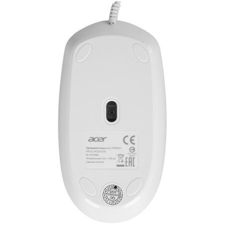 Мышь проводная Acer OMW401 белый, 2000 dpi, USB, кнопки - 4