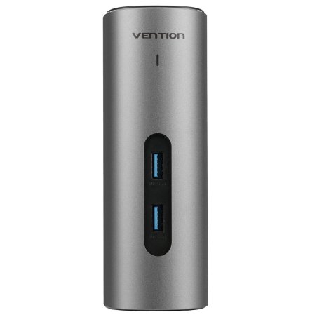 Док-станция Vention USB-C to HDMI/VGA/USB 3.1 Gen 2/USB 3.1 Gen 2-C/USB 3.0x2/RJ45/SD/TF/TRRS 3.5мм/PD/DC Docking Station Gray Vertical Aluminum Alloy Type EU Standard