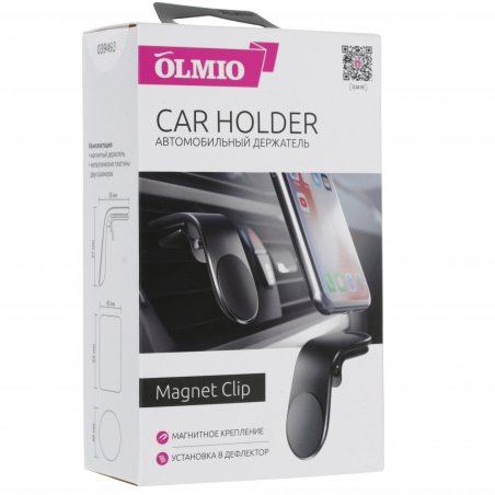 Держатель автомобильный для смартфонов OLMIO Magnet Clip, черный