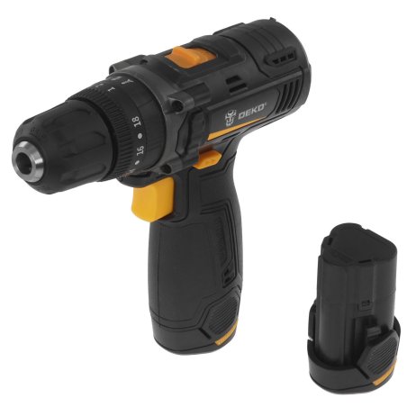 Дрель-шуруповерт аккумуляторная Deko GCD12DU, 12В, 1 АКБ, Ударная