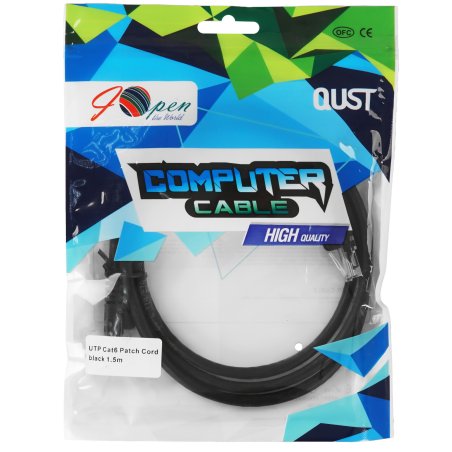 Патч-корд литой AOpen ANP612B-BK-1.5M (7/0.20) UTP кат.6 черный 1,5m