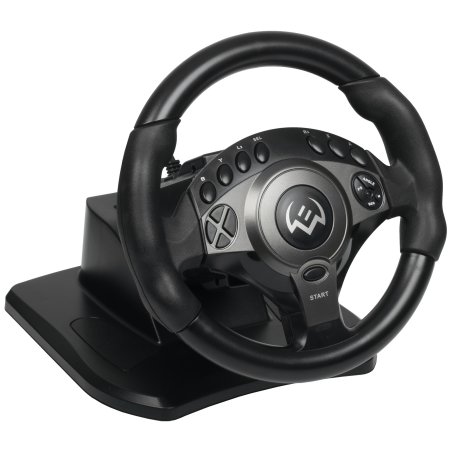 Руль черный Sven GC-W600 (виброотдача, педали, джойстик, 12 кн., USB)