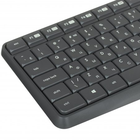 Комплект клавиатура+мышь Logitech MK235 беспроводной, USB, 1000 DPI, серый (заводская гравировка)