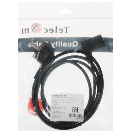 Кабель компьютер - розетка угловой 220V <1.8м> (Европейский стандарт) <TP021DA-1.8-BK>