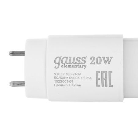 Лампа светодиодная Gauss Elementary T8 Glass 1200мм G13 20Вт 6500К