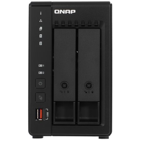 SMB QNAP TS-253E-8G NAS, 2-tray w/o HDD. 2xHDMI-port. 4-core Celeron J6412 2-2.6 GHz, 8Gb DDR, 2x2.5Gb LAN, 2 x M.2 2280 PCIe Gen 3 x2, 2x USB 3.2 Gen 2 (10Gbps) Port, 2x USB 2.0 port