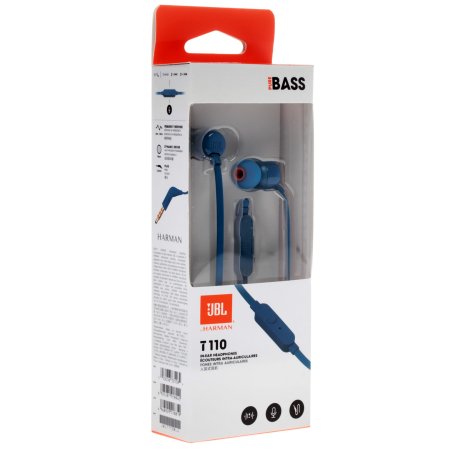Наушники JBL Tune 110, 3.5 мм, внутриканальные, синий