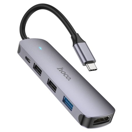 Разветвитель USB-C Hoco HB27 4порт. серый