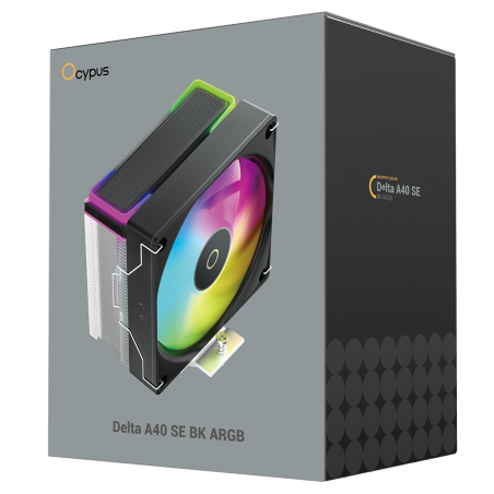 Кулер для процессора Cooler Ocypus Delta A40 BK ARGb Delta-A40-BK1NAWN00X-GL черный 120мм алюминий+медь 2000rpm 29db 4-pin 220W 156мм