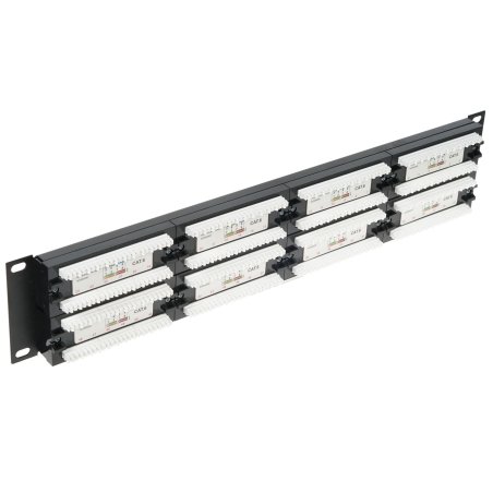 Патч-панель UTP 19" 48 port кат.6 ExeGate разъем KRONE&110 (dual IDC), 2U, RoHS, черный