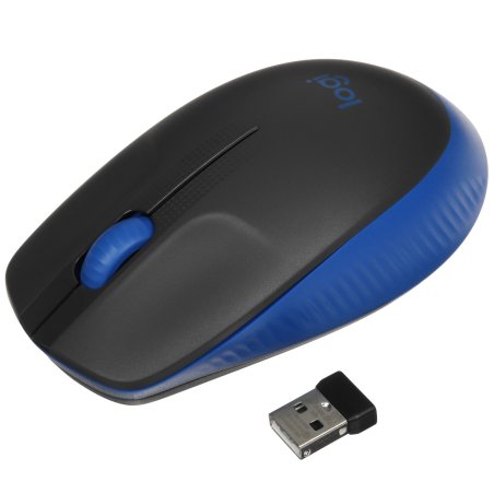 Мышь беспроводная Logitech M190 черный/синий, 1000 dpi, радиоканал, USB, кнопки - 3