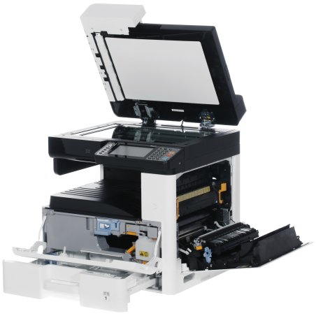 МФУ лазерное Kyocera Ecosys FS-1025MFP (1102M63RU0/1102M63RUV/1102M63RU2/1102M63NX2/1102M63DZ2), A4, ч/б, печ. до 25 стр/мин., скан. до 18 стр/мин. (ч/б) 6 стр/мин. (цвет), 600 x 1800 dpi (печать) 600x600dpi (скан), USB, RJ-45