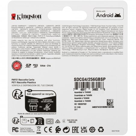 Флеш карта microSDXC 256Gb Kingston SDCG4/256GbSP Canvas Go! Plus V10 A2 w/o adapter