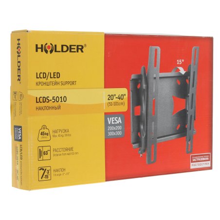 Кронштейн для телевизора Holder LCDS-5010 черный металлик настенный наклон