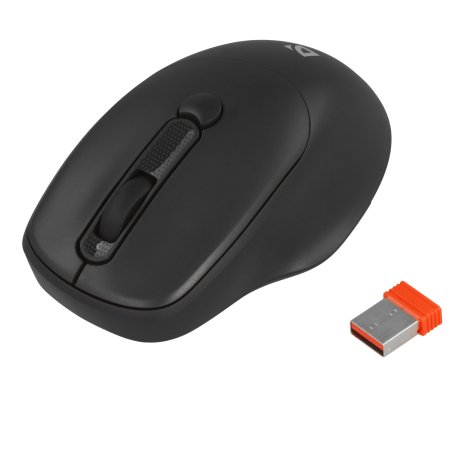 Мышь беспроводная Defender Feam MM-296 черный, 1600 dpi, радиоканал, USB, кнопки - 4