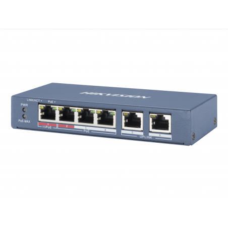 Коммутатор Hikvision DS-3E0106P-E/M 6x100Mb 4PoE+ 35W неуправляемый