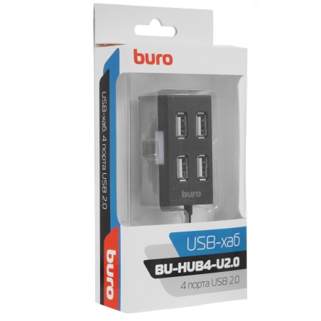 Разветвитель USB 2.0 Buro BU-HUB4-U2.0 4порт. черный