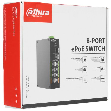 Коммутатор Dahua DH-S3228-24GT-240, 24×1 Гбит/с PoE+ + 2×1 Гбит/с + 2×1 Гбит/с SFP, неуправляемый