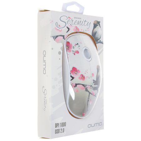 Мышь проводная Qumo Office M43 Serenity белый, 1000 dpi, USB, кнопки - 3
