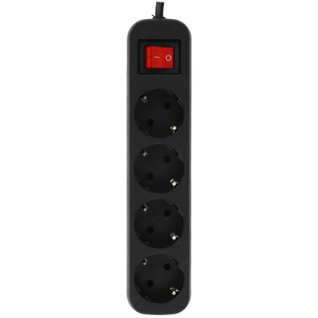 Удлинитель Defender G418 черный, 1.8 м, EURO, 4 розетки, 2200 Вт