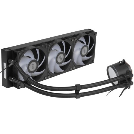 Система охлаждения PCCooler DA360 Pro ARGb Digital BK (300W, 360мм, LED temp., Black, ARGb/ Fans: 3x120мм, 75.8CFM, 33.7dBA, 2200RPM/ Pump height 57мм, 28dBA, 3000RPM, Rad thickness 27мм/ S: 1851, 1700, 1200, 20XX, 115X, AM5, AM4)