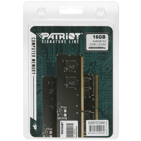 Оперативная память Patriot Signature, DDR5, 16GB (2x8 GB), 4800 MHz, CL40, DIMM