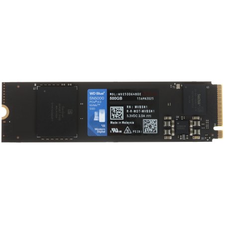 Накопитель SSD WD Blue SN5000, 500Gb, PCIe 4.0 x4, M.2 2280, NVMe, R/W 5000/4000